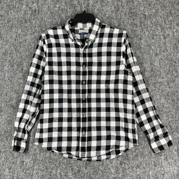 Magellan Shirt Men large Black Flannel Plaid Hunting Fishing Casual Button-Front - Picture 1 of 10